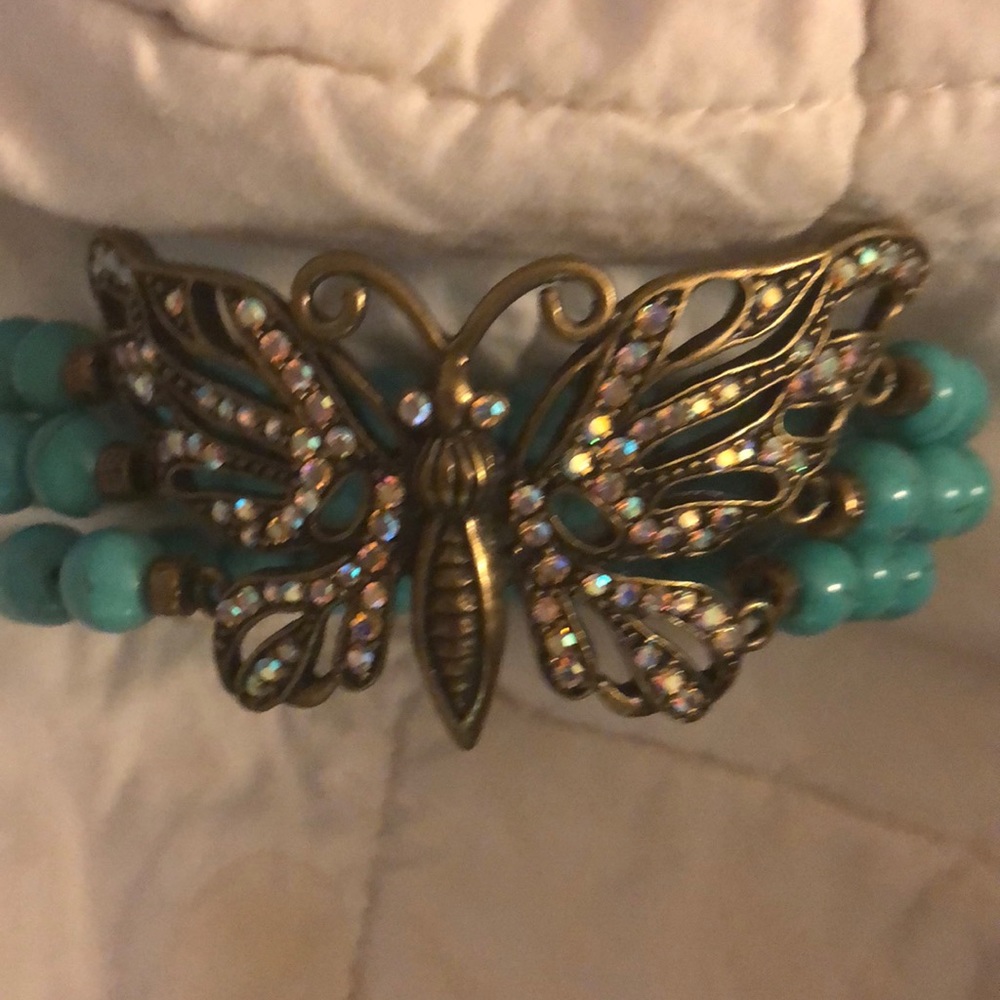 Kirks Folly Butterly Turquoise Bead Bracelet